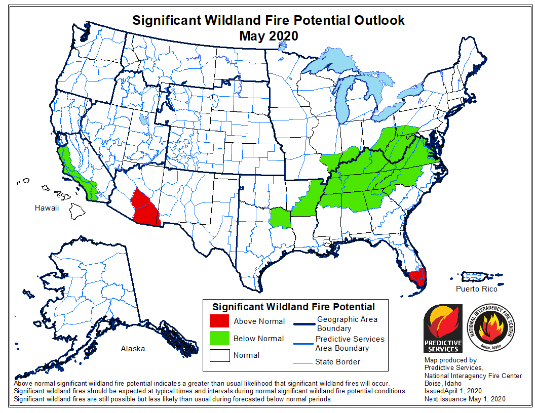 Significant Wildland Fire Potential outlook may 2020